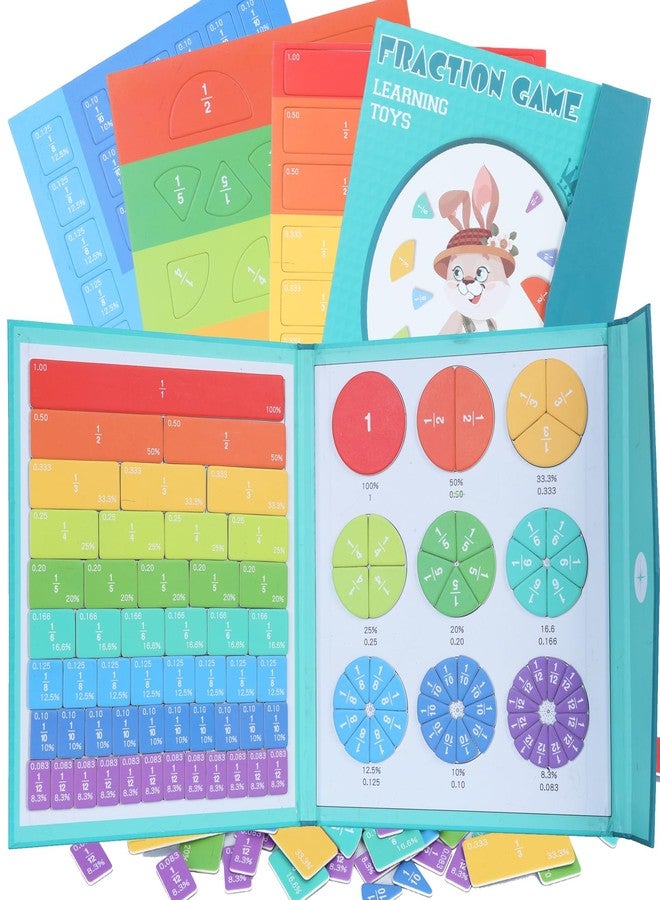 AMAMIA Montessori Magnetic Book Fraction Puzzle,Educational Math Fraction Manipulatives for Child,Magnetic Fraction Tiles for Elementary School,Magnetic Fraction CirclesToy for 4,5th Grade. - Image 1